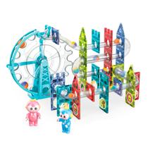 Bloco de Montar Infantil Magnético Com Túnel e Roda Gigante A Pilha 118 Peças Interativas Brinquedo Educativo Criativo - Brastoy