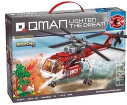 Bloco de Montar Keepplay Helicóptero de Resgate e Incêndio Mine City Bloco de Montar Keepplay Helicóptero de Resgate e Incêndio Mine City