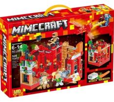 Bloco De Montar Lego Minecraft Barato - Dragão Do Fogo - com Luz - 528 Peças