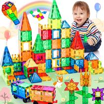 Bloco de Montar Magnético Infantil Brinquedo Educativo Kit Criativo 65 ou 130 Peças Grandes Encaixe Imã - Brastoy