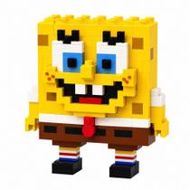 Bloco de Montar Mini Bob Esponja Pixelado 202 Peças Estimula Criatividade Amarelo Bob Esponja