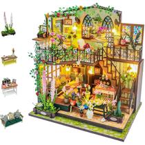 Bloco de Montar Mini Jardim Residencial De Madeira Com Led Brinquedo Educativo Decoração Colecionável Bloco de Montar Mini Jardim Residencial De Madeira Com Led Brinquedo Educativo Decoração Colecionável