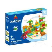 Bloco de Montar Mundo Dinos Peças Grandes 100 Peças Xalingo Bloco de Montar Mundo Dinos Peças Grandes 100 Peças Xalingo