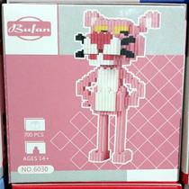 Bloco de Montar Pantera cor de Rosa BrickHeadz didatico com 700 peças 9x9x9Cm