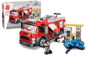 Bloco de Montar Qman Bombeiros ao resgate Posto de Combustível Mine City