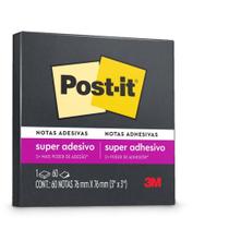 Bloco de Notas Adesivas 76x76mm-60 Folhas-Preto-Post it 3M