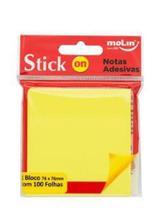 BLOCO DE NOTAS ADESIVAS NEON 76 mm x 76 mm - Amarelo - Molin