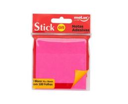 BLOCO DE NOTAS ADESIVAS NEON 76 mm x 76 mm - Rosa / Magenta - Molin