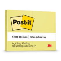 Bloco de notas adesivas Post-it 653 Amarelo 4 blocos de 38x50mm 100 folhas - 3M Bloco de notas adesivas Post-it 653 Amarelo 4 blocos de 38x50mm 100 folhas - 3M