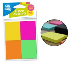 Bloco De Notas Adesivo Colorido Neon 100 Folhas Cor Diversas - CIS