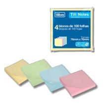 Bloco De Notas Adesivo Tili Notes 76x76mm 400 folhas 4 Cores