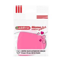 Bloco de Notas Autoadesivas Adelbras Memo Note Coração Rosa Claro e Neon 50 Fls