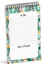 Bloco de Notas Floral Espiral Lista Diária, Organizador Motivacional 15x23cm, 50 Folhas - Inkdotpot