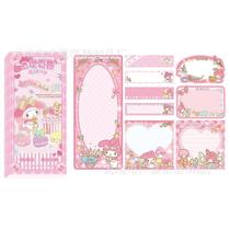 Bloco de Notas Kawaii com Adesivos Kuromi, My Melody, Cinnamoroll e Pochacco