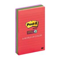 Bloco de Notas Super Adesivas Post-it 101x152mm 3 Cores c/ 270 fls - Vd/Vm/Rx