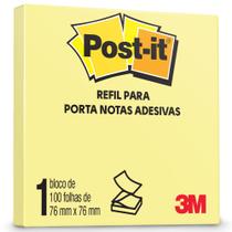 Bloco de Notas Super Adesivas Post-it Refil 76x76mm Amarelo Tradicional 100 Folhas. Para suporte Pop-up