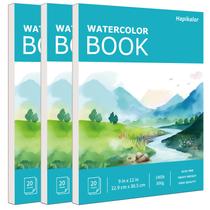 Bloco de papel aquarela Hapikalor 9x12 140 lb/300 g/m², pacote com 3 Bloco de papel aquarela Hapikalor 9x12 140 lb/300 g/m², pacote com 3
