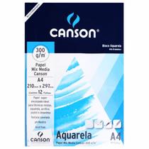 Bloco De Papel Canson Aquarela - 300g - A4 - 12 Folhas Bloco De Papel Canson Aquarela - 300g - A4 - 12 Folhas