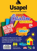 Bloco de Papel Criativo Colorido A4 120g 24Fls Usapel