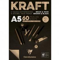 Bloco de Papel Kraft Clairefontaine Brown & Black 90g/m³ A5