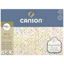 Bloco de Papel Para Aquarela Aquarelle Canson Grão Fino 300g 23 x 31cm 20 Folhas - C400106437