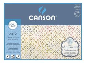 Bloco de Papel Para Aquarela Aquarelle Canson TT 300g/m² 23x31cm 20 Folhas