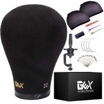 Bloco de peruca de cortiça de lona Mannequin Head GEX para fabricação de perucas de 22 cm Bloco de peruca de cortiça de lona Mannequin Head GEX para fabricação de perucas de 22 cm