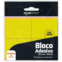 Bloco de Recado Autoadesivo Amarelo Neon 38X50MM 100 Folhas Blister com 4