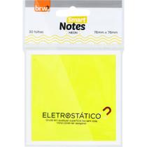 Bloco de Recado Autoadesivo Eletrostático 76X76MM Amarelo Neon com 30 Folhas