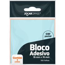 Bloco de Recado Autoadesivo Jocar Azul Pastel 76X76MM com 100 Folhas Caixa com 12 Unidades