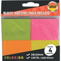 Bloco De Recado Autoadesivo Jocar Neon 38X50 100Fls. Leonora Bl.C/04