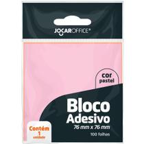 Bloco de Recado Autoadesivo Jocar Rosa Pastel 76X76MM 100 Folhas, Caixa com 12 Unidades