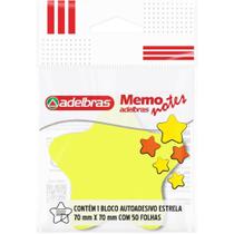 Bloco de Recado Autoadesivo Memonote Estrela Amarelo e Laranja com 50 Folhas Bloco de Recado Autoadesivo Memonote Estrela Amarelo e Laranja com 50 Folhas