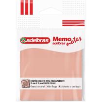 Bloco de Recado Autoadesivo Memonote Transparente 76X76 Rosa