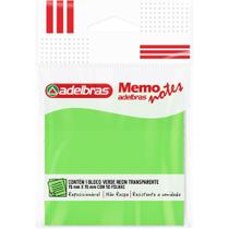 Bloco de Recado Autoadesivo Memonote Transparente 76X76 Verde Neon