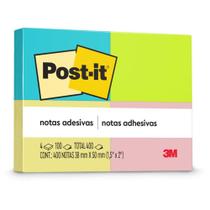 Bloco de Recado POST-IT 653 Neon 38X50MM com 100 Folhas - Pacote com 4 Unidades