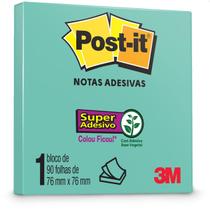 Bloco De Recado Post-It 76X76Mm Azul Aqua 90 Folhas