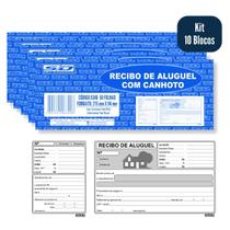 Bloco de Recibo para Aluguel Locação com Canhoto Kit 10 Blocos 50 Folhas São Domingos Imobiliárias Comercial Residencial