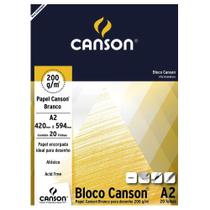 Bloco Desenho A2 Canson 200g 20 Folhas Branco Bloco Desenho A2 Canson 200g 20 Folhas Branco