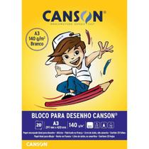 Bloco Desenho A3 140 Gramas Branco c/ 20 Folhas - Canson Bloco Desenho A3 140 Gramas Branco c/ 20 Folhas - Canson