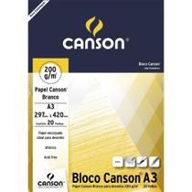Bloco Desenho Branco 200g/m² A3 297 x 420 mm com 20 Folhas CANSON