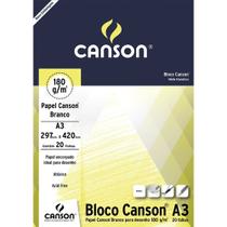 Bloco Desenho Branco A3 180g 20 Folhas Canson 66667165 Bloco Desenho Branco A3 180g 20 Folhas Canson 66667165