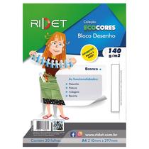 Bloco Desenho Branco A4 140 Gramas c/ 20 Folhas - Eco Cores - Ridet Bloco Desenho Branco A4 140 Gramas c/ 20 Folhas - Eco Cores - Ridet