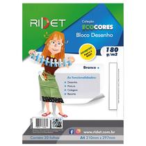 Bloco Desenho Branco A4 180 Gramas c/ 20 Folhas - Eco Cores - Ridet Bloco Desenho Branco A4 180 Gramas c/ 20 Folhas - Eco Cores - Ridet