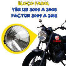 Bloco Farol Óptico Yamaha YBR 125 2005 a 2008 e Factor 125 2009 a 2012 Lente Lisa Modelo Original Moto
