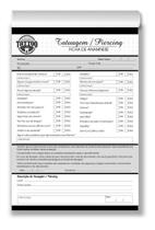 Bloco Ficha Studio Tatuagem Tatoo Tatuador Anamnese Bloco Ficha Studio Tatuagem Tatoo Tatuador Anamnese