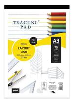 Bloco Lay-out Liso A3 70g 50 Folhas Tracing Pad Spiral