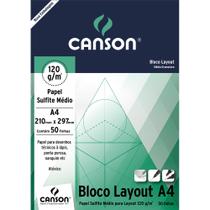 Bloco Layout Canson 120g/m² A4 21 x 29,7 cm com 50 Folhas - 7154
