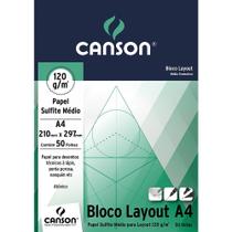 Bloco Layout Papel Sulfite Médio A4 120 g/m 50fls Canson 66667154 Bloco Layout Papel Sulfite Médio A4 120 g/m 50fls Canson 66667154