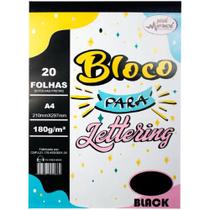 Bloco Lettering e artes 20 folhas Pretas 180g Merci Cadernos